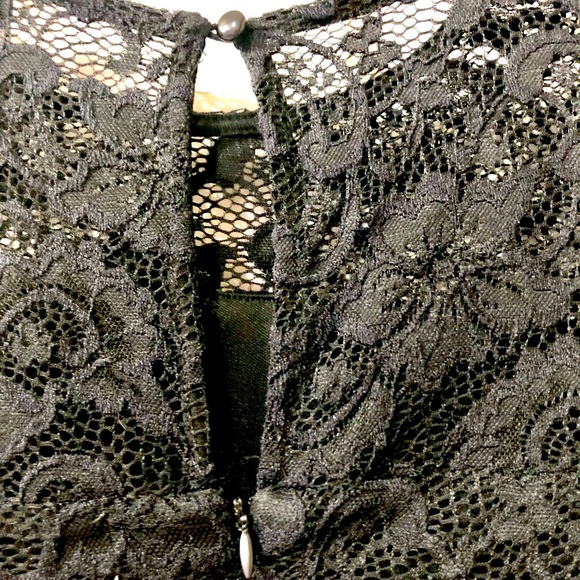 SOCIAL STORIES black bodycon allover lace long sleeve dress mid length sizeL NWT - Picture 6 of 9